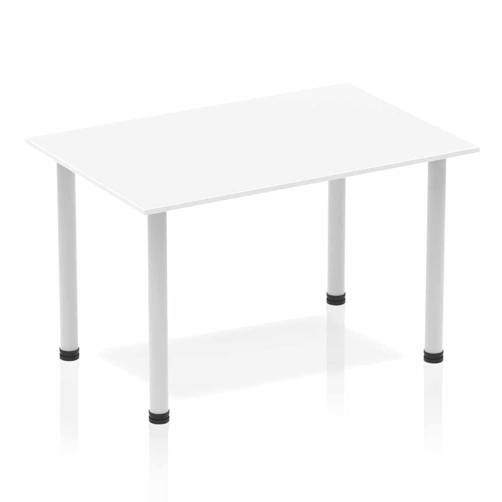 Office furniture impulse-120cm-straight-table-with-post-leg Dynamic  White Desk  SilverLeg