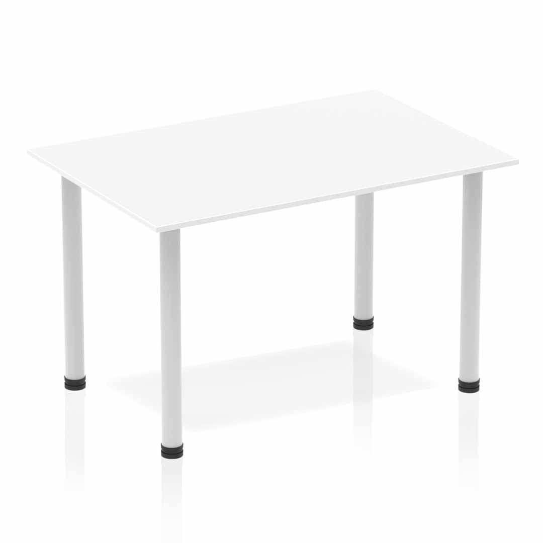 Office furniture impulse-120cm-straight-table-with-post-leg Dynamic  White Desk  SilverLeg