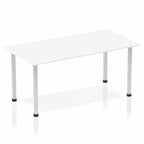 Office Table Impulse 160cm Straight Table With Post Leg White Silver Dynamic Office  