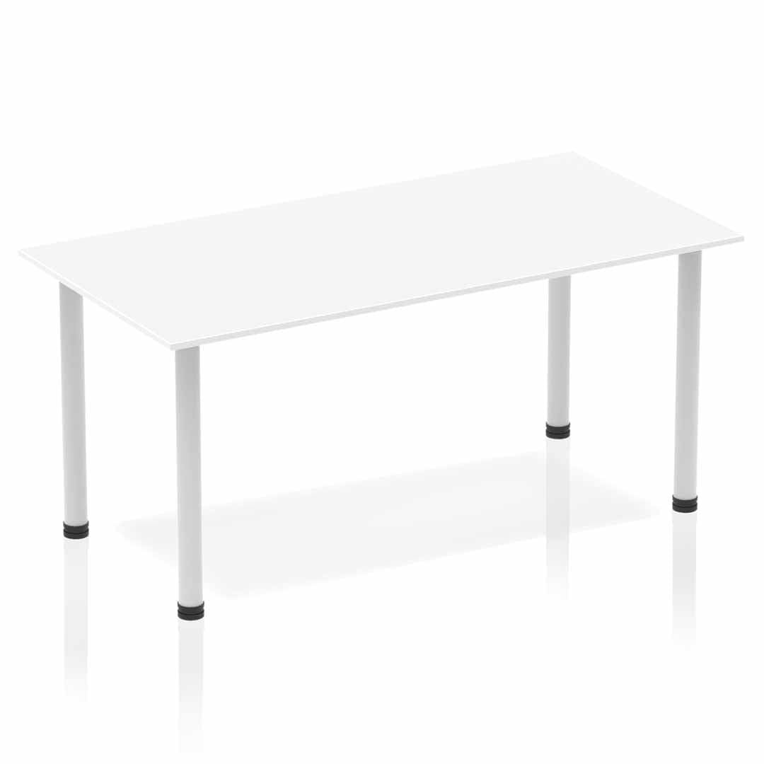 Office Table Impulse 160cm Straight Table With Post Leg White Silver Dynamic Office  