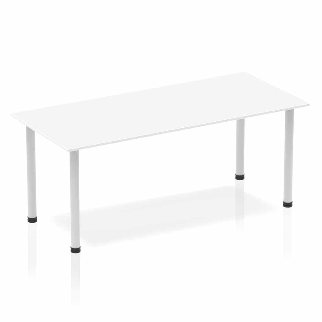 Office Table Impulse 180cm Straight Table With Post Leg White Chrome Dynamic Office  