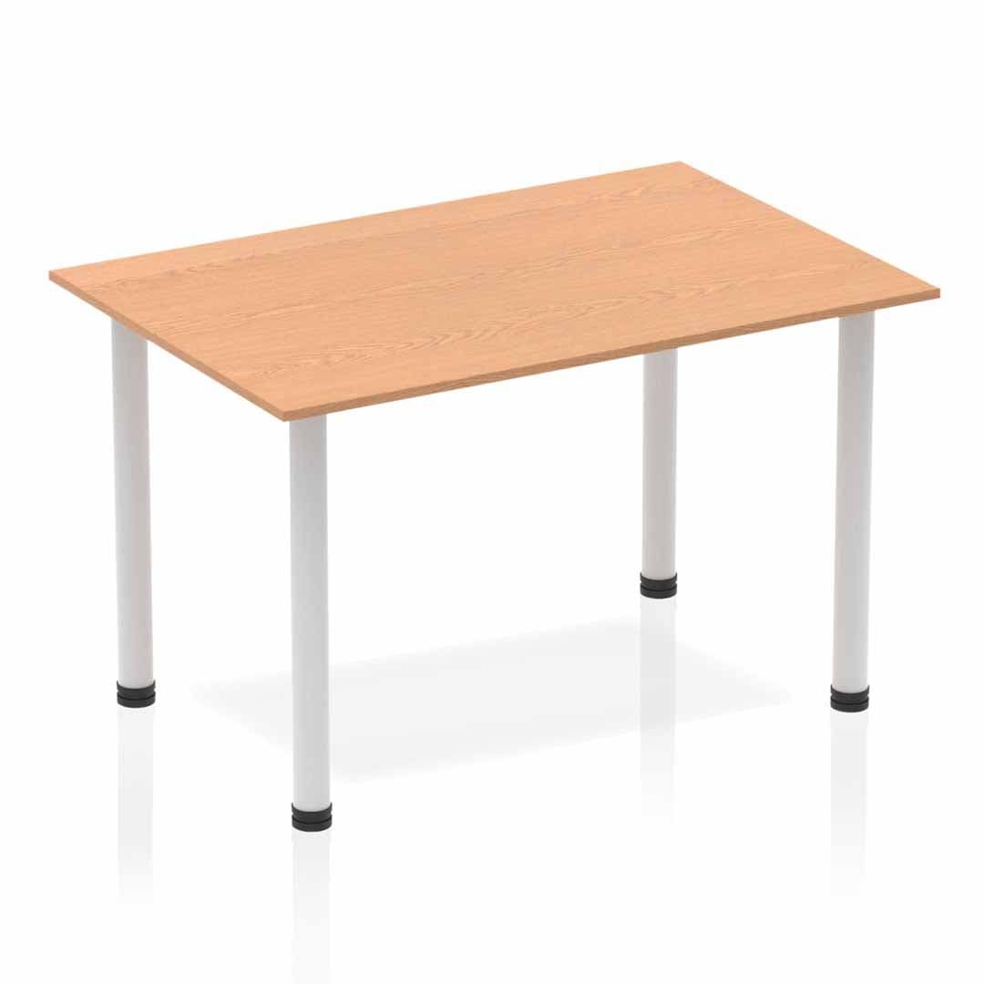 Office furniture impulse-120cm-straight-table-with-post-leg Dynamic  Oak Desk  SilverLeg