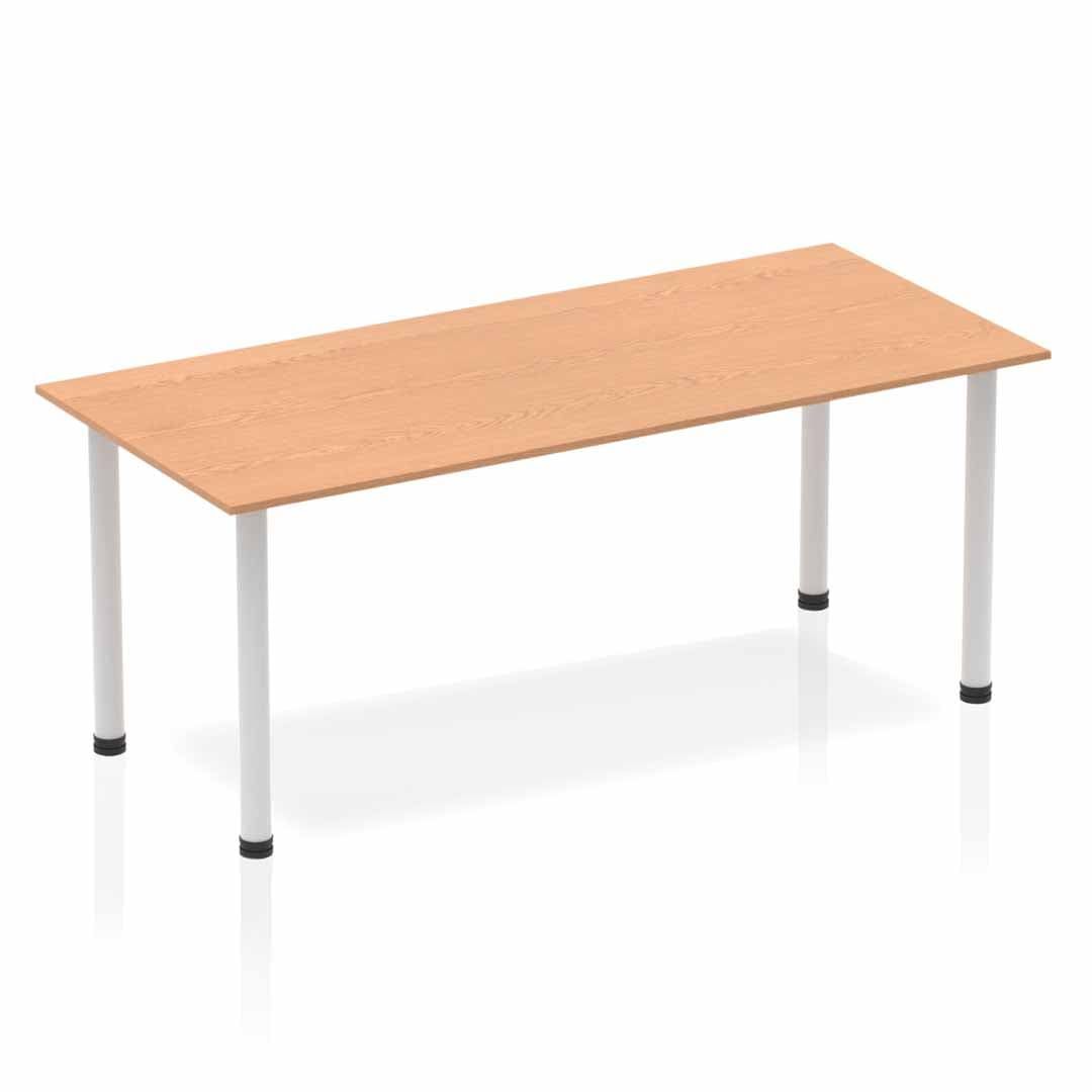 Office Table Impulse 180cm Straight Table With Post Leg Oak Silver Dynamic Office  