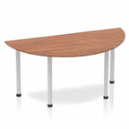 Office furniture impulse-semi-circle-table-with-post-leg Dynamic  Walnut 160 Wide Silver