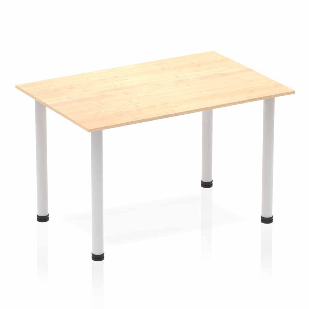 Office furniture impulse-120cm-straight-table-with-post-leg Dynamic  Maple Desk  SilverLeg