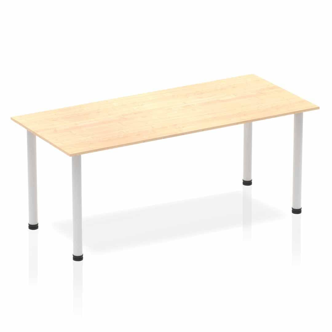 Office Table Impulse 180cm Straight Table With Post Leg Maple Silver Dynamic Office  