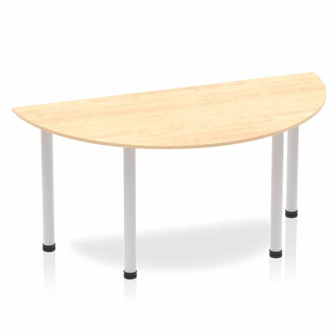 Office furniture impulse-semi-circle-table-with-post-leg Dynamic  Maple 160 Wide Silver