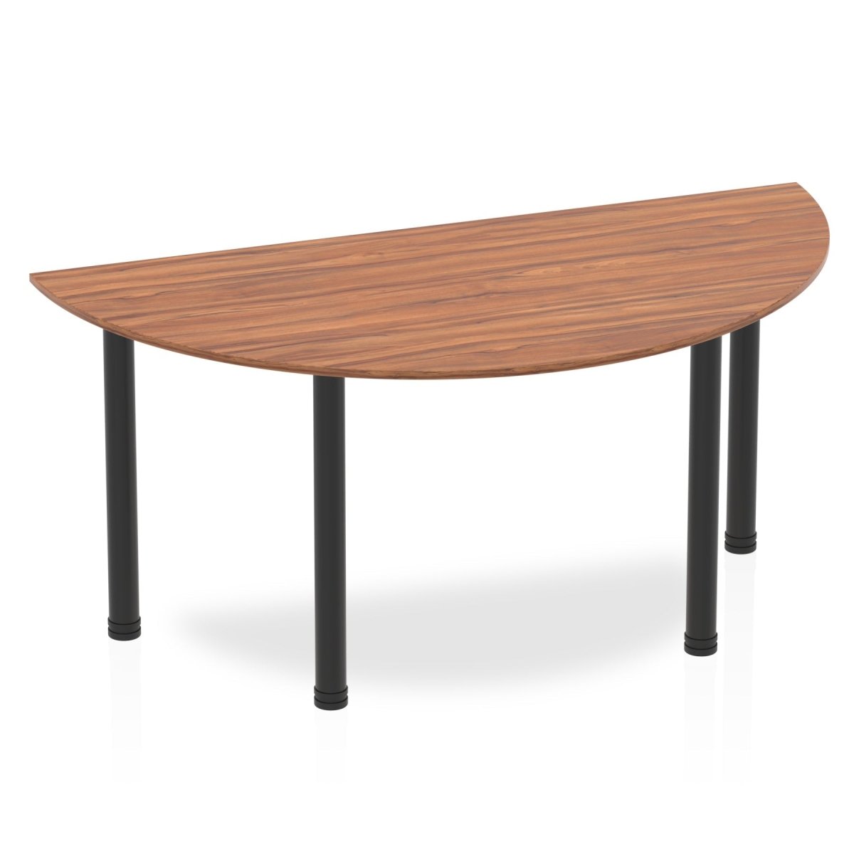 Office furniture impulse-semi-circle-table-with-post-leg Dynamic  Walnut 160 Wide Black