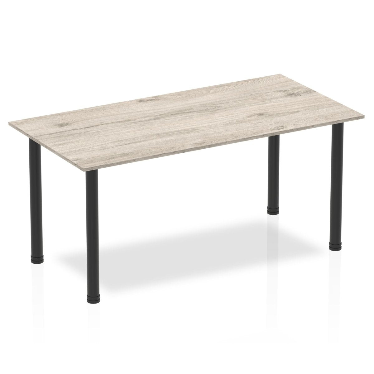 Office Table Impulse 160cm Straight Table With Post Leg Grey Oak Black Dynamic Office  