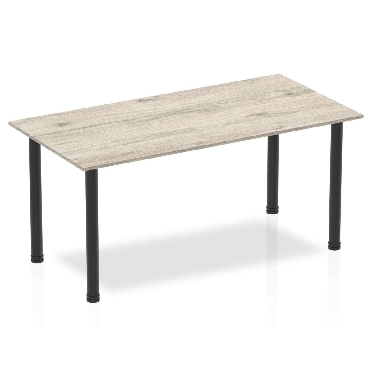 Office Table Impulse 160cm Straight Table With Post Leg Grey Oak Black Dynamic Office  