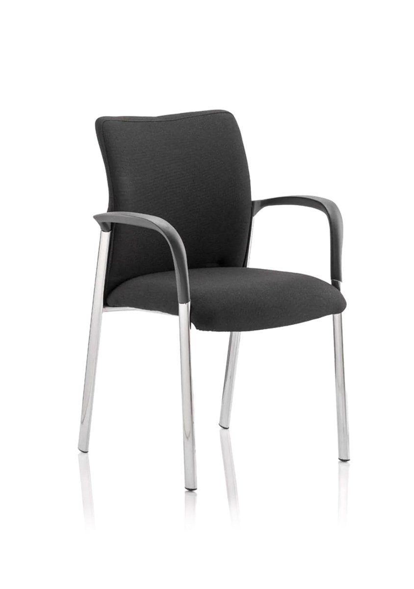 Office Chair Academy Series Fabric Back Visitor with Chrome Finish Black  With Arms Black Fabric