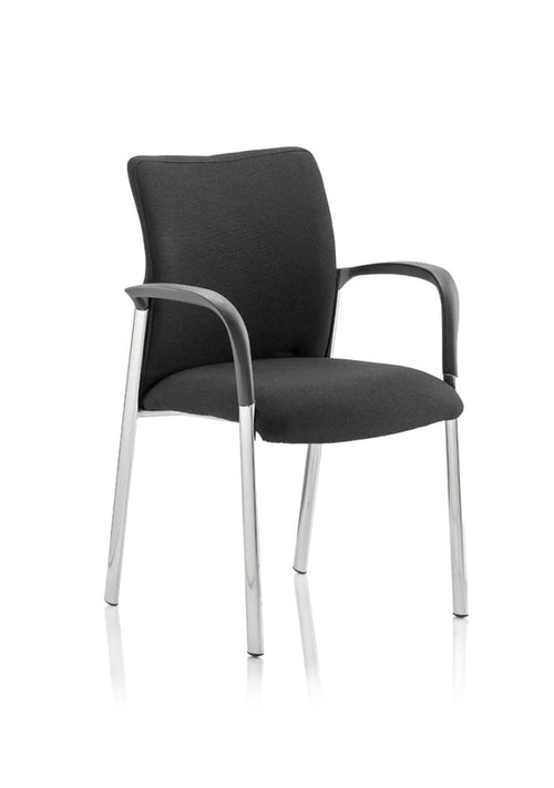 Office Chair Academy Series Fabric Back Visitor with Chrome Finish Black  With Arms Black Fabric