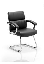 Office Visitor Chair Desire Medium Back Leather Cantilever with Arms Black   