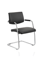 Office Visitor Chair Havanna Medium Back Cantilever with Arms Black Leather   