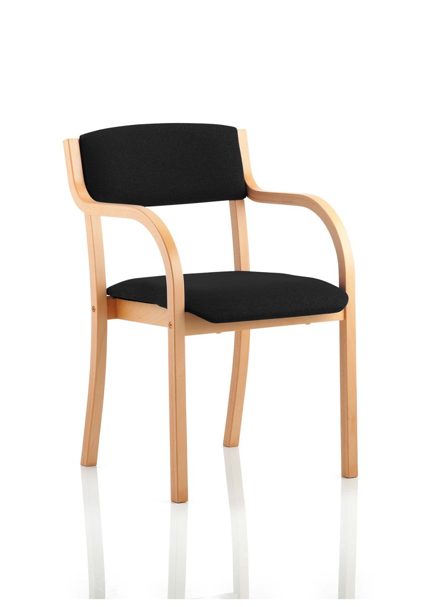 Office Visitor Chair Madrid Wooden Frame with Arms With Arms  Black 