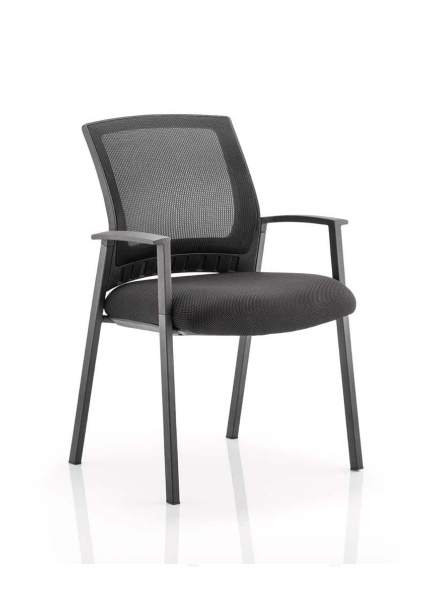 Stacking Visitor Chair Metro Medium Mesh Back with Arms Black   