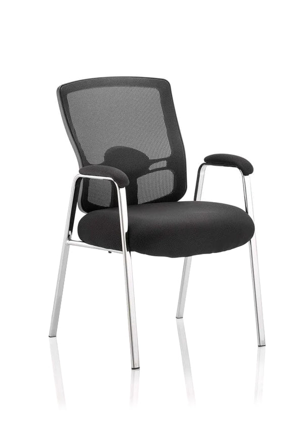 Visitor Office Chair Portland Medium Mesh Back Straight Leg with Arms Black   