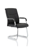 Visitor Office Chair Carter Medium Back Black Leather Cantilever with Arms  Colour Black Leather 