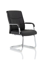 Visitor Office Chair Carter Medium Back Black Leather Cantilever with Arms  Colour Black Leather 