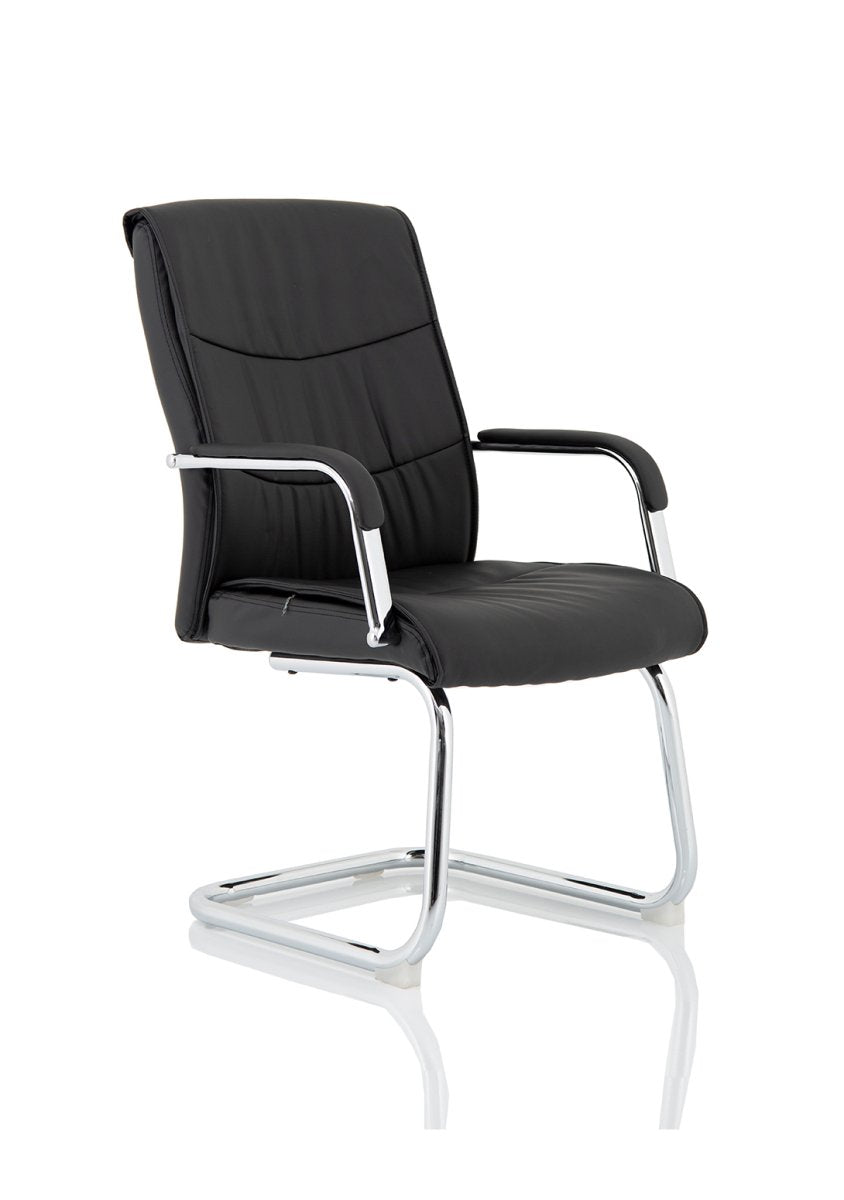 Visitor Office Chair Carter Medium Back Black Leather Cantilever with Arms  Colour Black Leather 