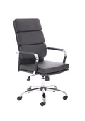Executive ffice Chair Bonded Leather Owith Chrome Accents  Colour Black Leather 