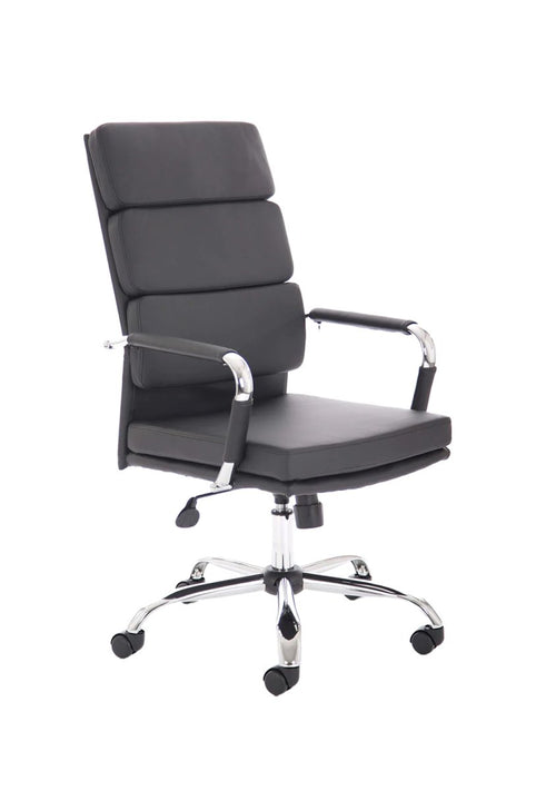 Executive ffice Chair Bonded Leather Owith Chrome Accents  Colour Black Leather 