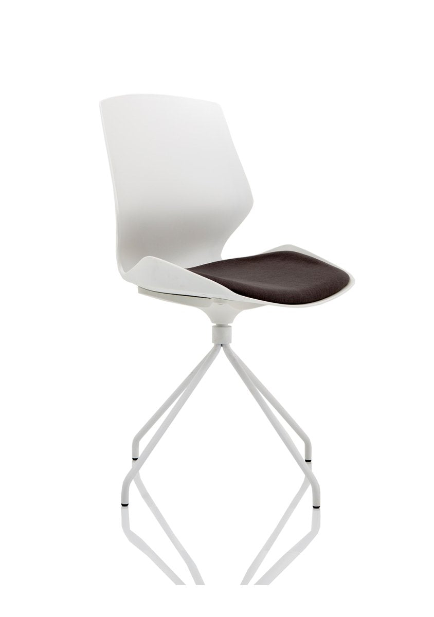 Visitor Chair Florence Spindle White Frame Fabric Seat  Grey   