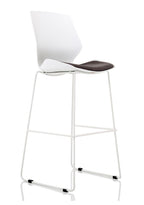 High Stool Chair Florence White Frame Fabric Seat  Grey   