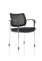 Visitor Office Chair Brunswick Deluxe Medium Back Stacking with Arms Black  Fabric 