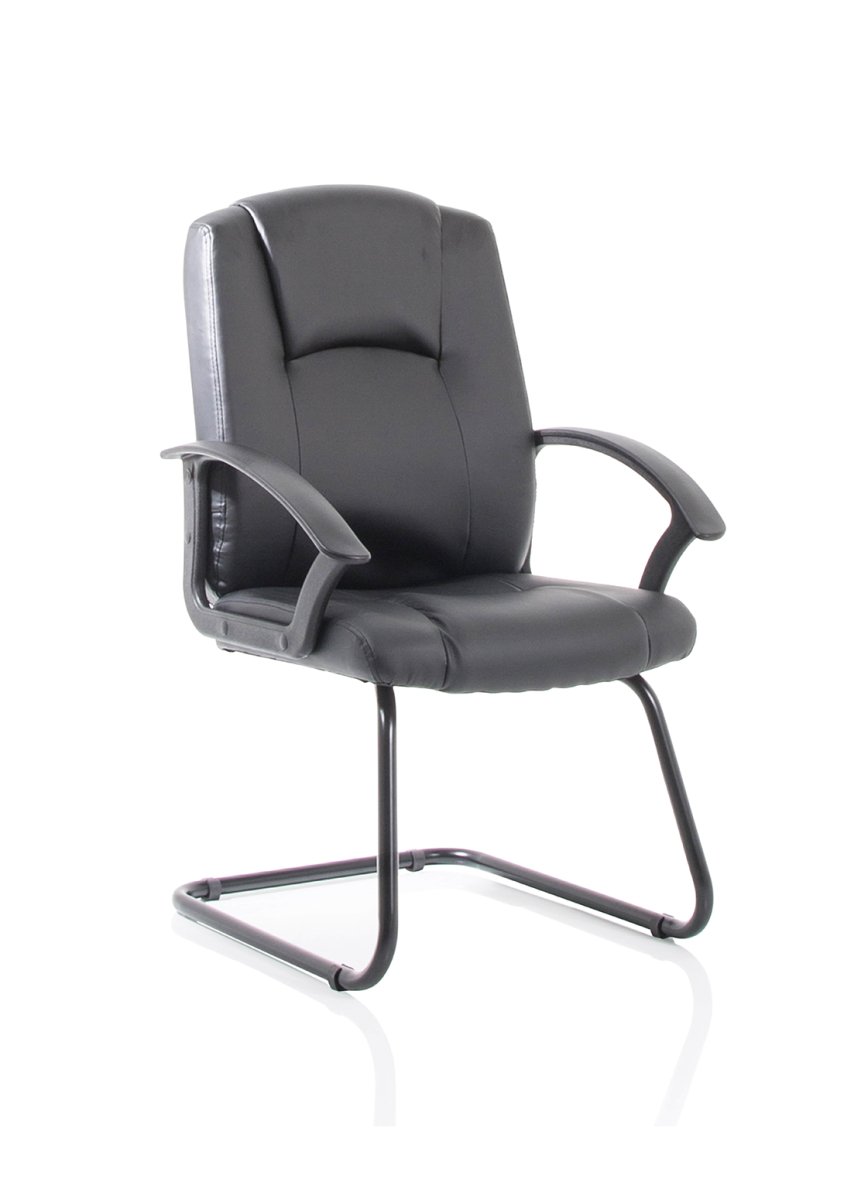 Visitor Chair Bella Medium Back Black Bonded Leather Black Frame Cantilever   Colour Black 