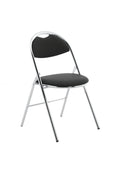 Folding Visitor Chair Milan High Back Black Vinyl Chrome Frame   Colour Black Leather 
