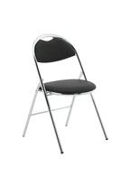 Folding Visitor Chair Milan High Back Black Vinyl Chrome Frame   Colour Black Leather 