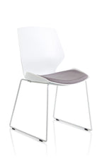 Visitor Chair Florence Sled White Frame Fabric Seat   Colour Dark Grey