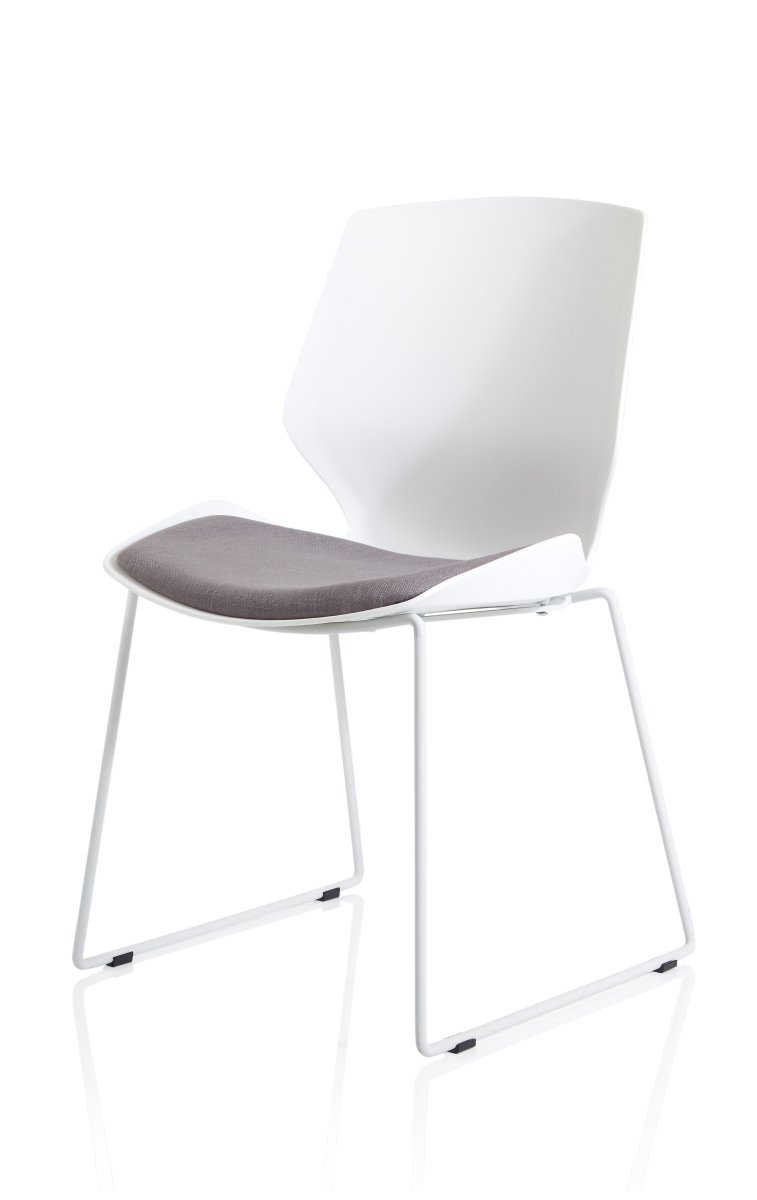 Office furniture florence-sled-white-frame-fabric-seat-visitor-chair Dynamic   Colour Bespoke Ginseng Chilli