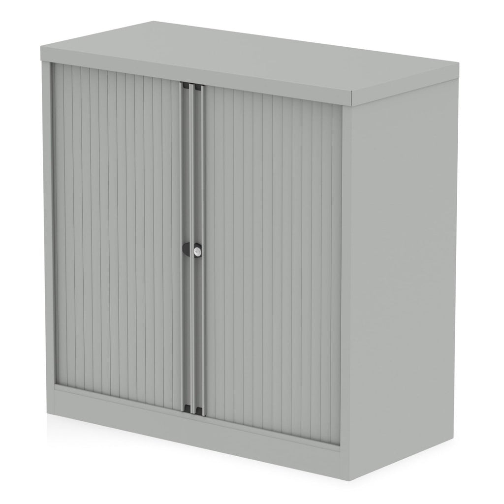 Office Tambour Cupboard Tall or Low Qube by Bisley  Goose Grey