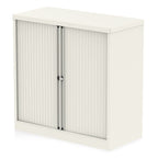 Office Tambour Cupboard Tall or Low Qube by Bisley  Chalk White