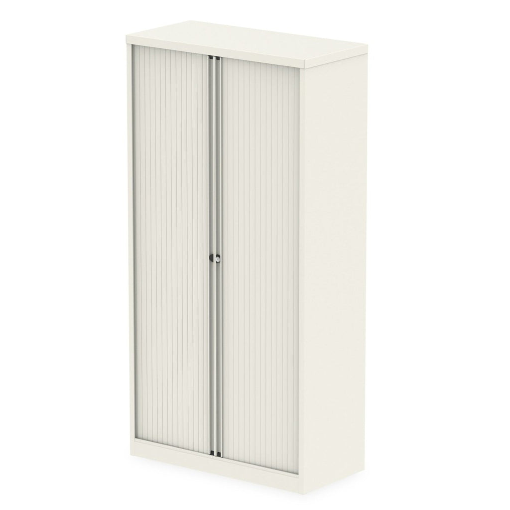Office Tambour Cupboard Tall or Low Qube by Bisley  Chalk White