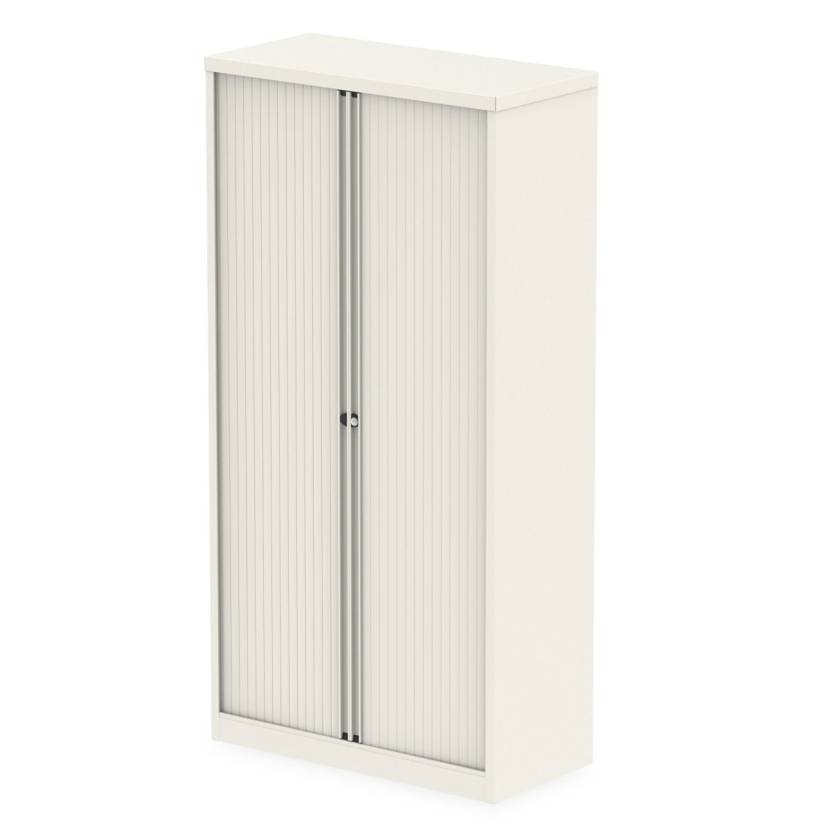 Office Tambour Cupboard Tall or Low Qube by Bisley  Chalk White