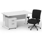 impulse-120mm-cantilever-straight-desk-with-mobile-pedestal-andoperator-chair Dynamic  Maple Desk White Leg