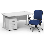 impulse-140mm-cantilever-straight-desk-with-mobile-pedestal-andoperator-chair Dynamic  Silver White