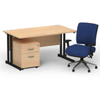 impulse-140mm-cantilever-straight-desk-with-mobile-pedestal-andoperator-chair Dynamic  Black Maple