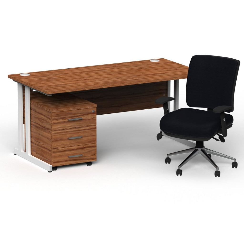 impulse-160mm-cantilever-straight-desk-with-mobile-pedestal-and-chiro-operator-chair Dynamic