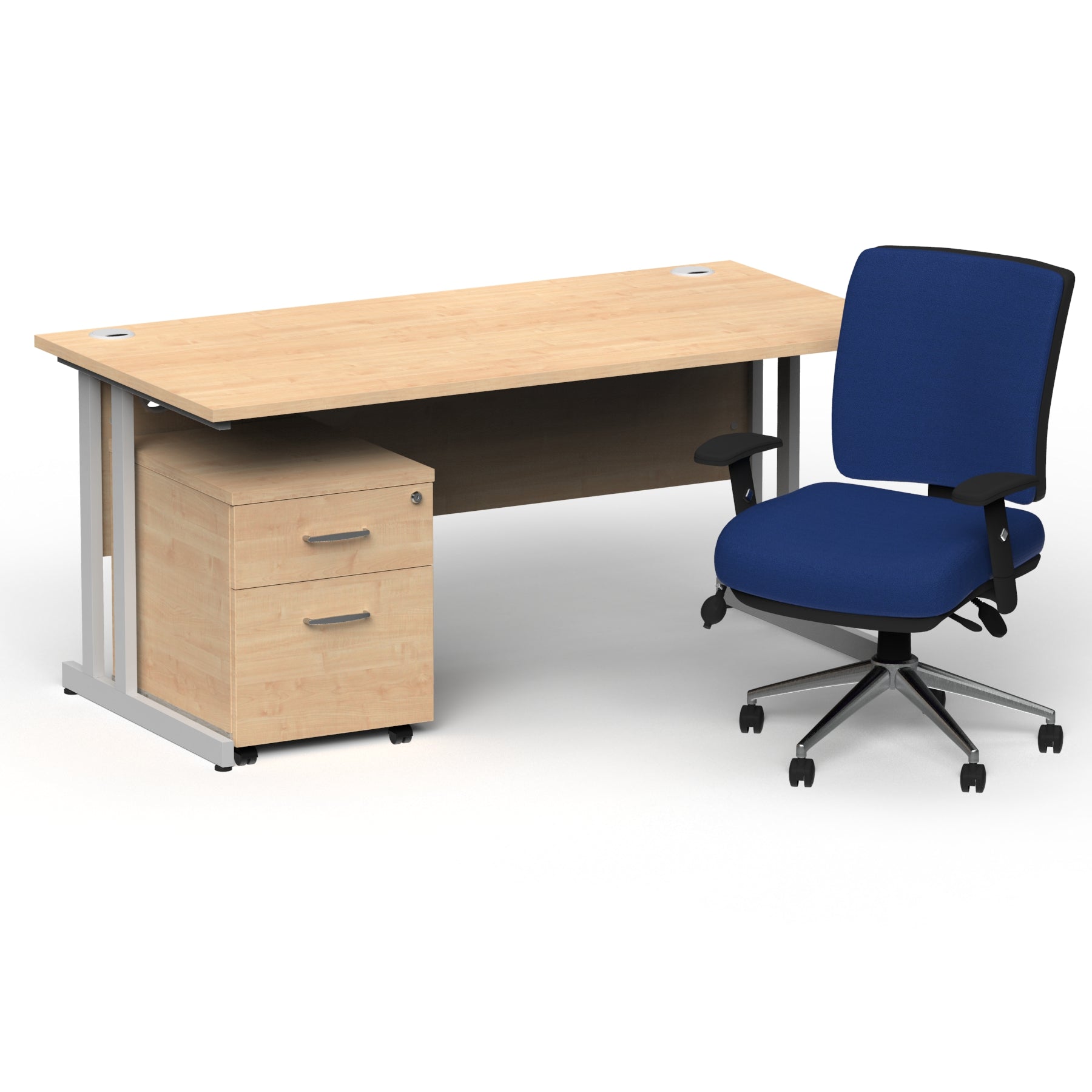 impulse-160mm-cantilever-straight-desk-with-mobile-pedestal-andoperator-chair Dynamic  Silver Maple