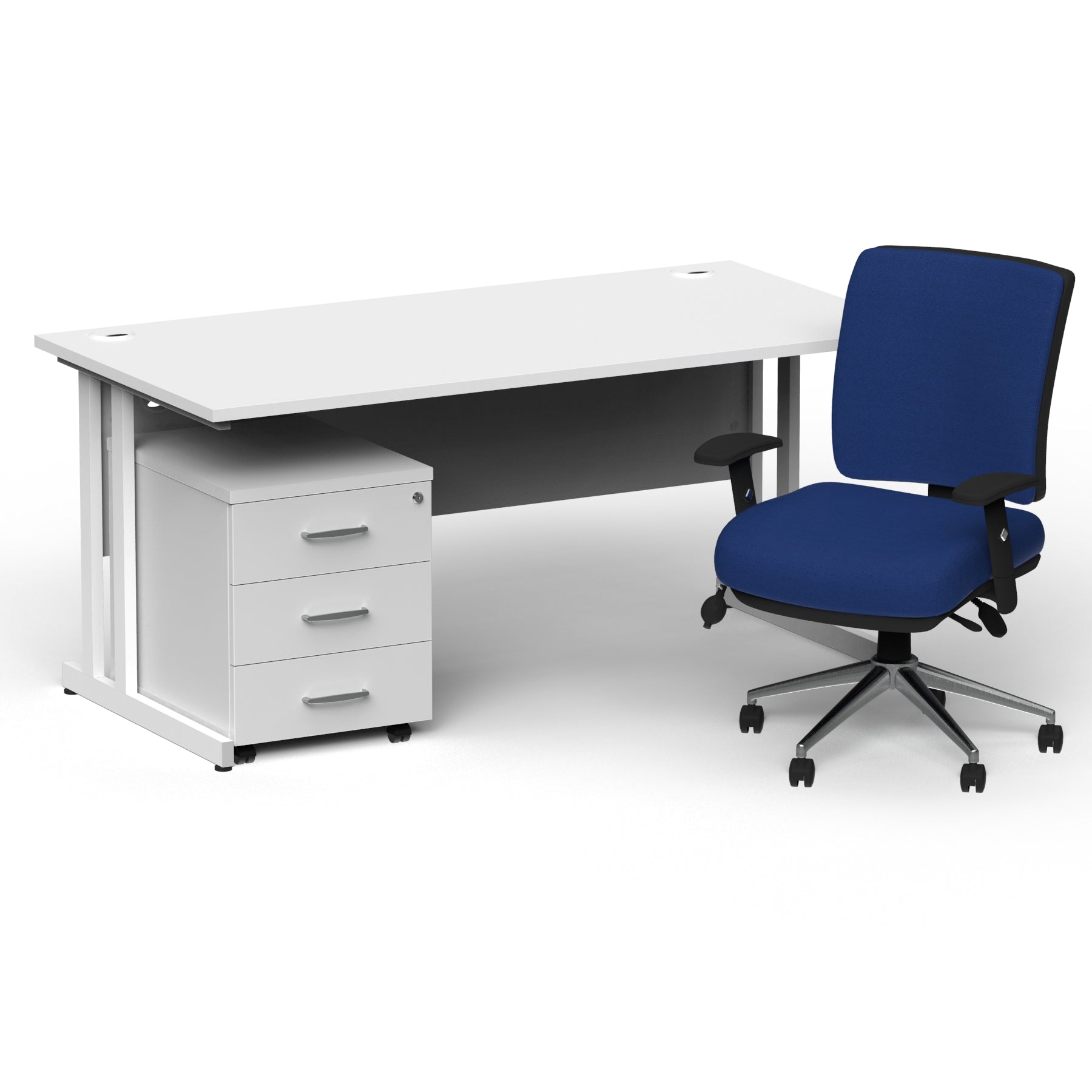 impulse-160mm-cantilever-straight-desk-with-mobile-pedestal-andoperator-chair Dynamic  White White