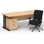 impulse-180mm-cantilever-straight-desk-with-mobile-pedestal-and-chiro-operator-chair Dynamic  Black Maple 