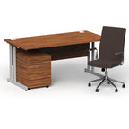 impulse-160mm-cantilever-straight-desk-with-mobile-pedestal-and-ezra-brown-executive-chair Dynamic  Silver Walnut 