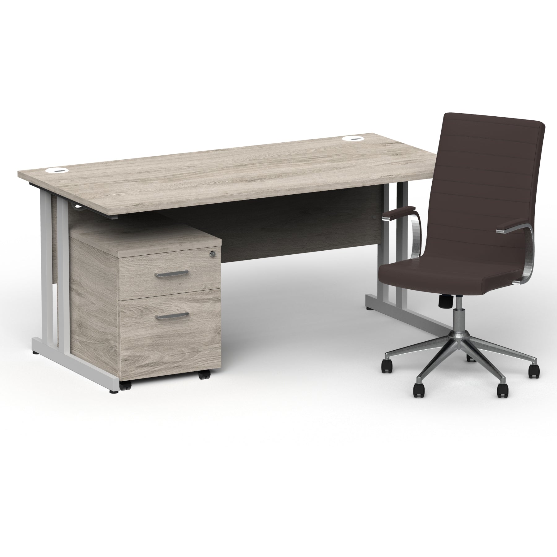 impulse-160mm-cantilever-straight-desk-with-mobile-pedestal-and-ezra-brown-executive-chair Dynamic  Silver Grey Oak 