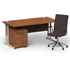 impulse-160mm-cantilever-straight-desk-with-mobile-pedestal-and-ezra-brown-executive-chair Dynamic  Silver Walnut 