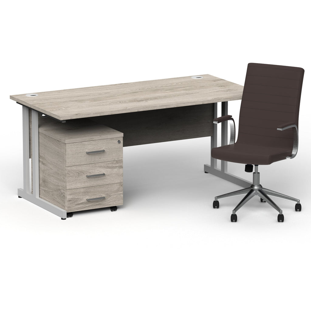 impulse-160mm-cantilever-straight-desk-with-mobile-pedestal-and-ezra-brown-executive-chair Dynamic  Silver Grey Oak 