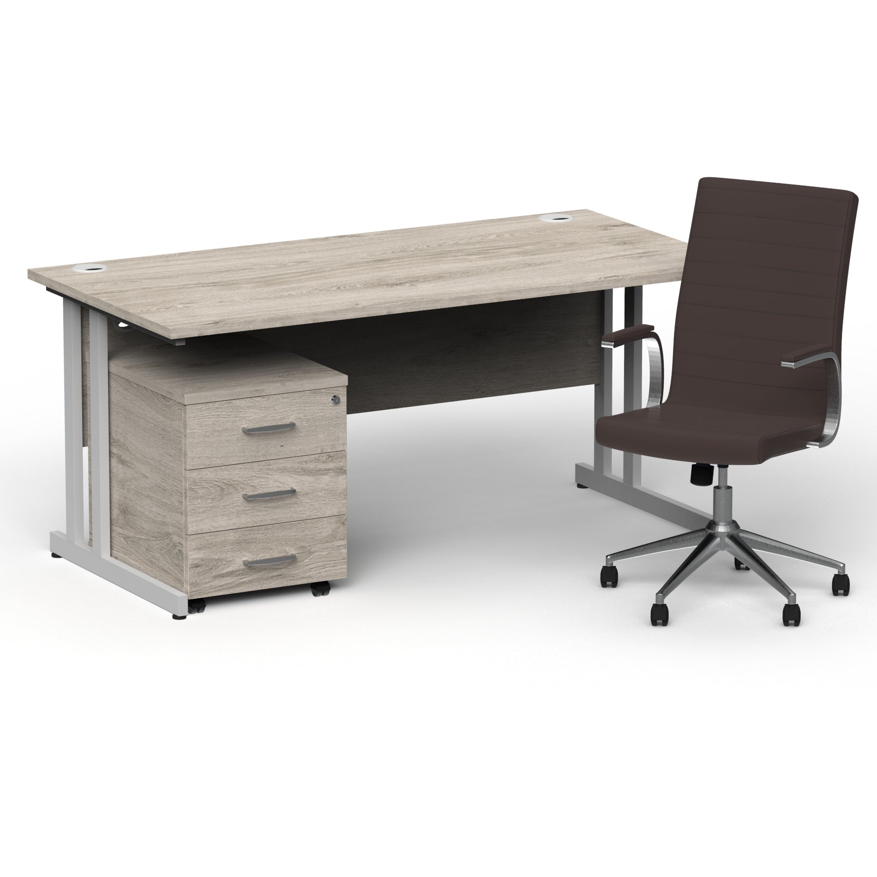 impulse-160mm-cantilever-straight-desk-with-mobile-pedestal-and-ezra-brown-executive-chair Dynamic  Silver Grey Oak 